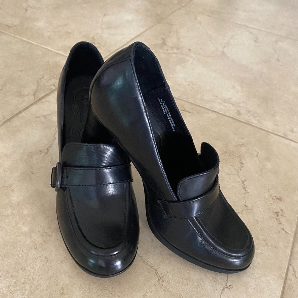 Born Black Leather Heels